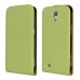 Samsung Galaxy Mega 6.3 - Genuine Leather Up Down Flip Protective Phone Cover Case - Green